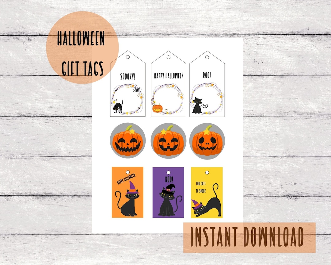 Printable Halloween Gift Tags, Printable Favor Tags, Halloween Tags ...
