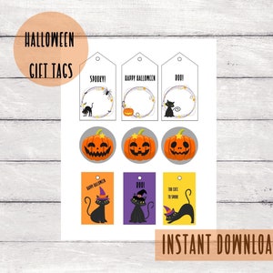 Printable Halloween Gift Tags, Printable Favor Tags, Halloween Tags,  Halloween Printables,  Digitial Download, Halloween Gift Cards
