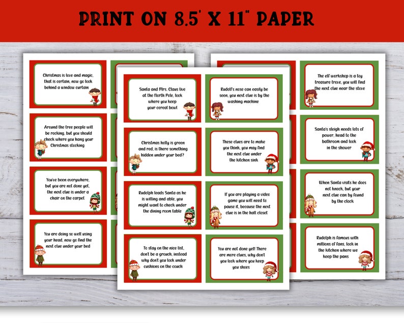 Printable Indoor Christmas Scavenger Hunt, Christmas Treasure Hunt