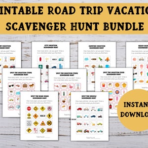 Printable Road Trip Vacation Scavenger Hunt Bundle, Travel Games,  Scavenger Hunt for Kids, Family Vacation Game, Instant Download Games