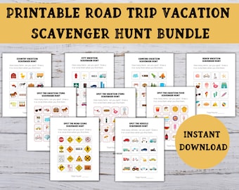 Printable Road Trip Vacation Scavenger Hunt Bundle, Travel Games,  Scavenger Hunt for Kids, Family Vacation Game, Instant Download Games