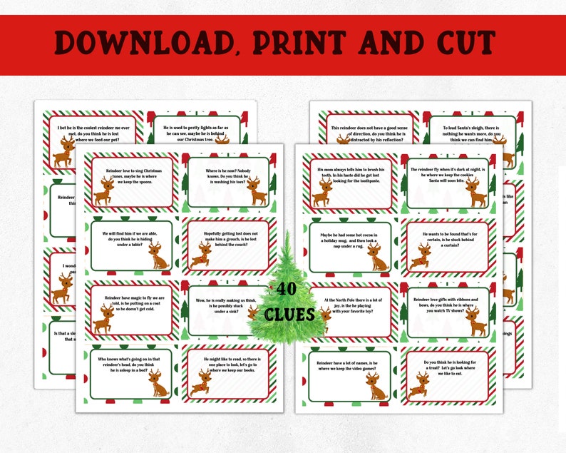 Indoor Christmas Treasure Hunt, Christmas Scavenger Hunt for Kids, Christmas Treasure Hunt Clues, Printable Christmas Activity image 3