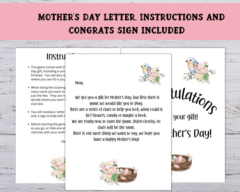 Mother's Day Treasure Hunt, Printable Mother's Day Game, Mother's Day Gift Hunt, Treasure Hunt Clue Cards image 3