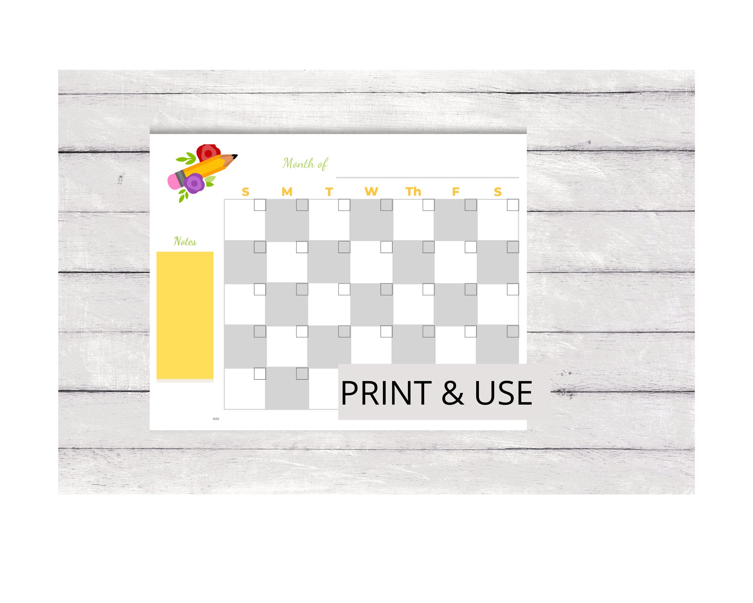 Printable School Calendar Page, School Themed Calendar, Printable ...