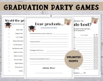 Graduation Party Games,  Graduation Game Printables, Grad Party Activity,  Graduation Wishes for the Graduate
