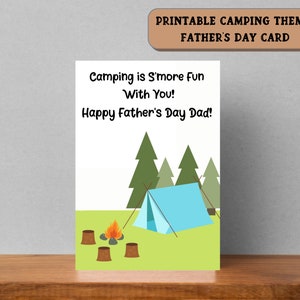 Carte de fête des pères imprimable sur le thème du camping, carte pour papa, carte de dernière minute, téléchargement immédiat, voiture de fête des pères imprimable, carte 5 x 7