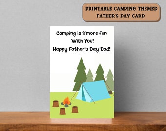 Printable Camping Themed Father's Day Card,  Card for Dad, Last Minute Card, Instant Download, Fathers Day Car Printable, 5 x7 Card