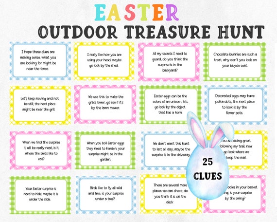 Easter Outdoor Treasure Hunt, Scavenger Hunt for Kids,  Printable Easter Game,  Treasure Hunt Cards, Kids Easter Game, Outdoor Easter Game
