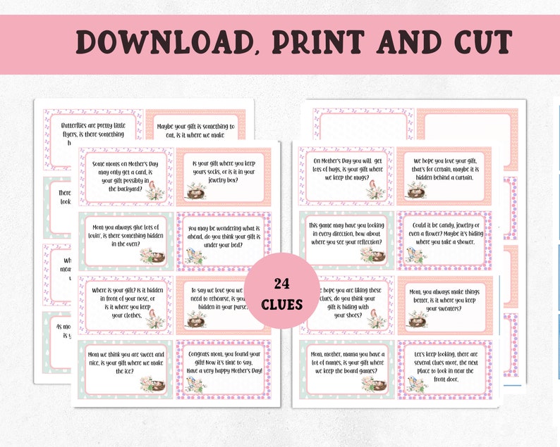 Mother's Day Treasure Hunt, Printable Mother's Day Game, Mother's Day Gift Hunt, Treasure Hunt Clue Cards image 5