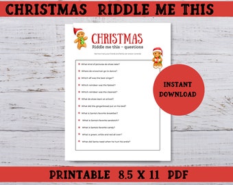 Christmas Riddle Me This Game, Printable Christmas Game for Kids, Classroom Christmas Activity,  Christmas Party Game, Christmas Riddles