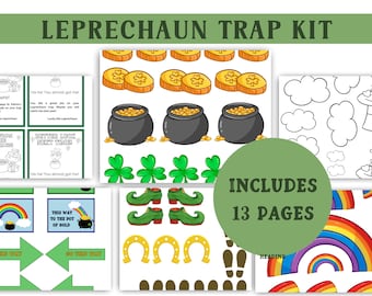 Printable Leprechaun Trap Kit, St. Patrick's Day Activity for Kids, Leprechaun Trap DIY,  March Classroom Activity