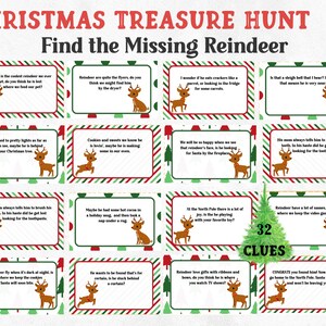 Indoor Christmas Treasure Hunt, Christmas Scavenger Hunt for Kids, Christmas Treasure Hunt Clues, Printable Christmas Activity image 1