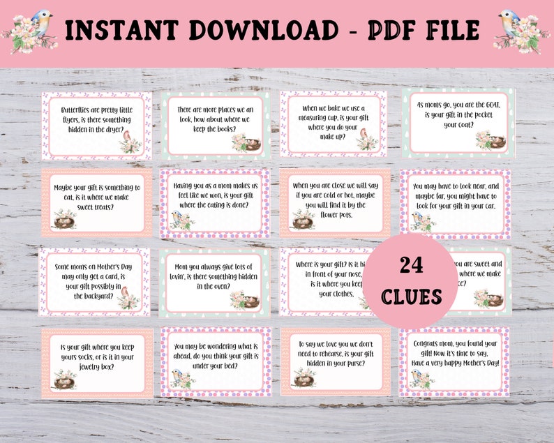 Mother's Day Treasure Hunt, Printable Mother's Day Game, Mother's Day Gift Hunt, Treasure Hunt Clue Cards image 2