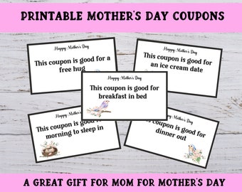 Mothers Day Coupons, Mothers Day Gift, Gift Coupons for Mom, Printable Coupons for Mom, Mom Gift, Coupons from Kids, Special Day Coupons