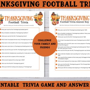 Thanksgiving Food Trivia Game, Thanksgiving Party Trivia Game