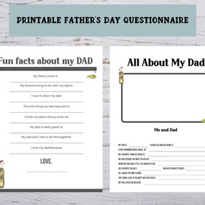 Afdrukbare Vaderdagvragenlijst, Vaderdagcadeau van kinderen, Leuke weetjes over papa, Instant Download, Golfthema Vaderdag afdrukbaar