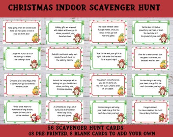 Christmas Indoor Scavenger Hunt, Printable Treasure Hunt for Kids, Christmas Riddle Game, Scavenger Hunt Clue Cards, Christmas Gnomes