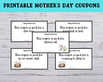 Mother's Day Coupons, Mother's Day Gift, Gift Coupons for Mom, Printable Coupons for Mom, Special Day Coupons, Mom Gift