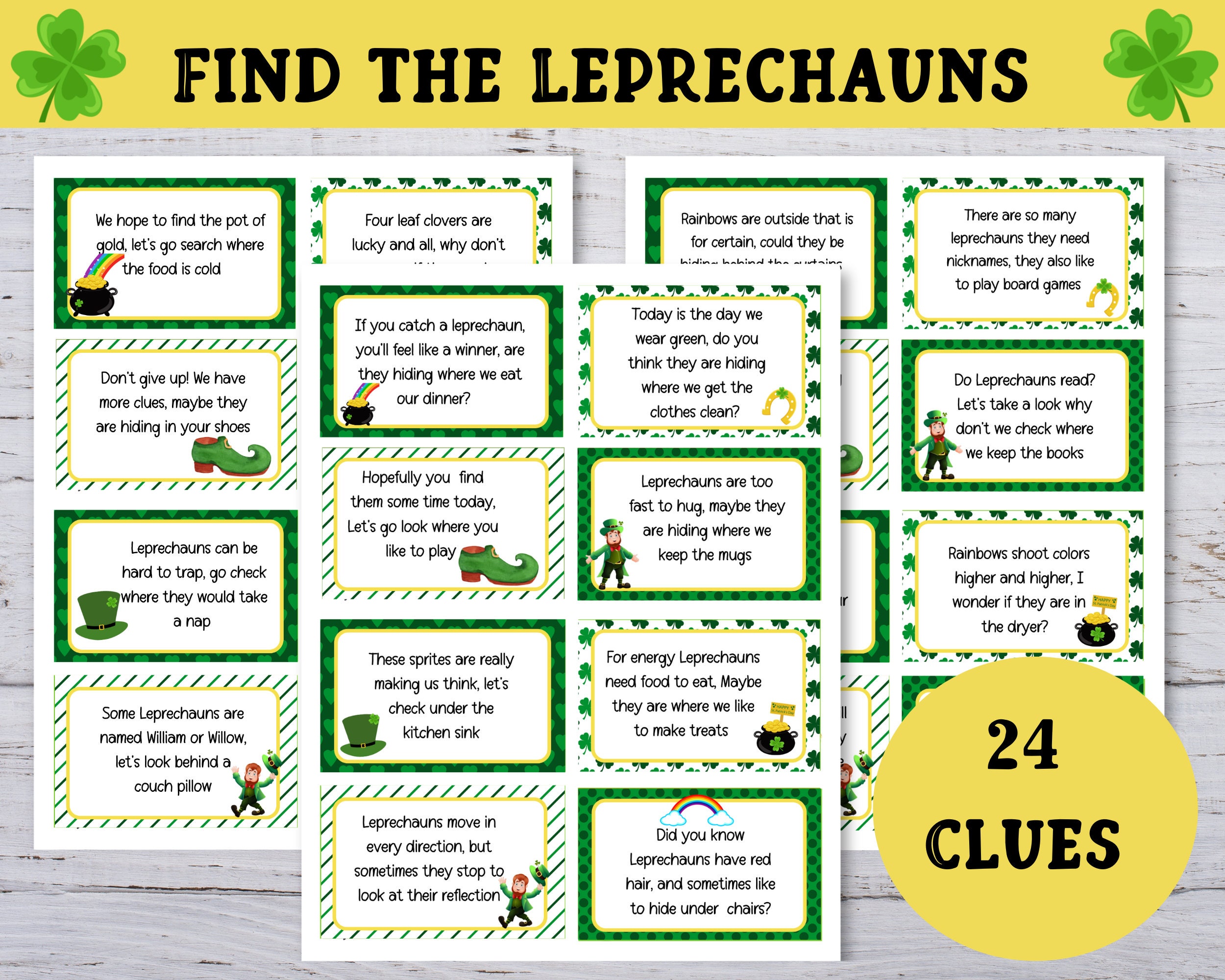 Leprechaun Treasure Hunt for Kids, Leprechaun Hunt Game, Printable St