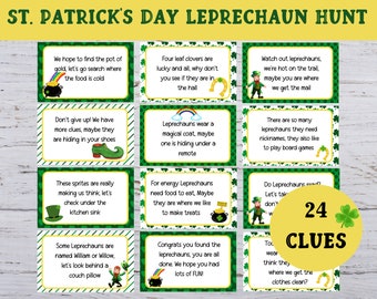 Leprechaun Treasure Hunt voor kinderen, Leprechaun Hunt Game, afdrukbare St.Patrick's Day activiteit, Indoor Scavenger Hunt, Scavenger Hunt Cards