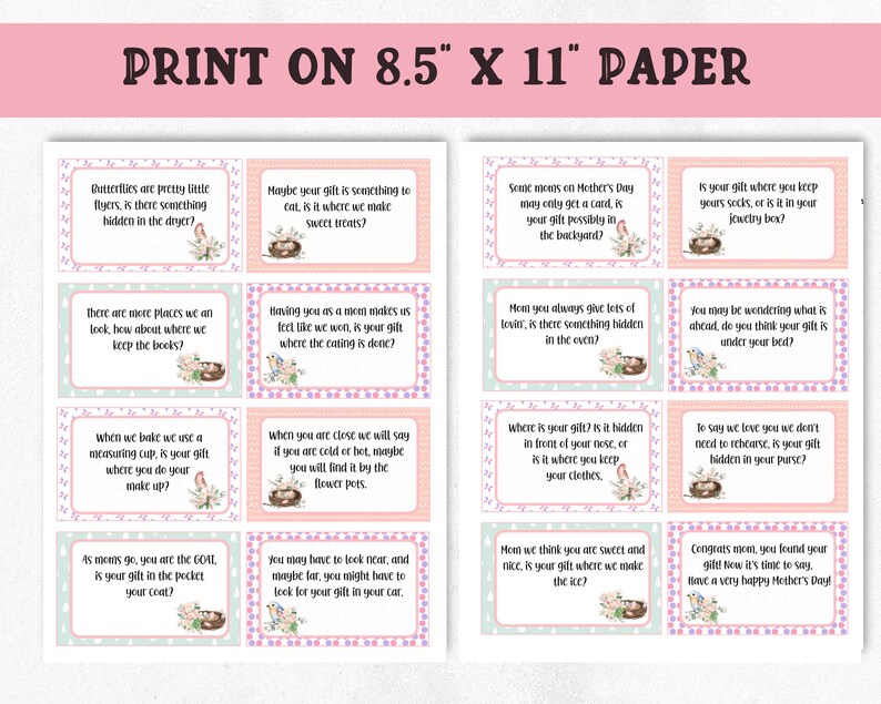 Mother's Day Treasure Hunt, Printable Mother's Day Game, Mother's Day Gift Hunt, Treasure Hunt Clue Cards image 4