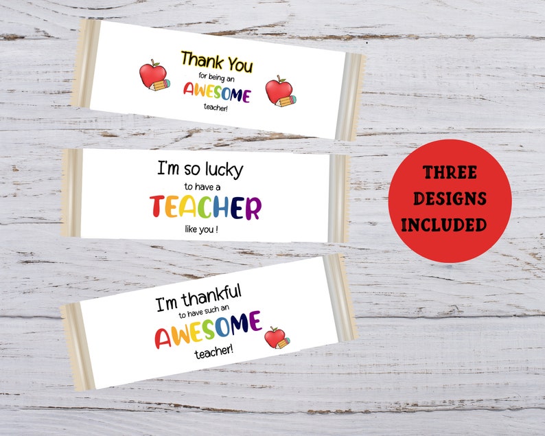 Teacher Appreciation Gift, Printable Candy Bar Wrappers, Thank You Gift ...