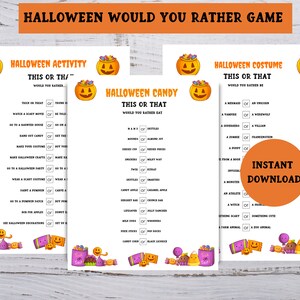 Halloween Would You Rather Game for Kids, Classroom Halloween Activity, Printable Halloween Party Game, Instant Download