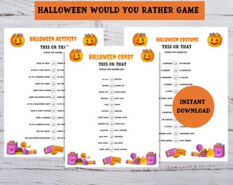 Halloween Would You Rather Game for Kids, Classroom Halloween Activity, Printable Halloween Party Game, Instant Download