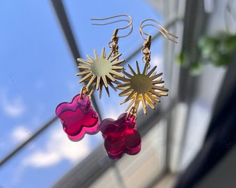 Random Maroon Resin Earrings