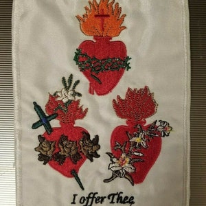 Three Sacred Hearts - Religious - Iron On/Sew On Patch 10005