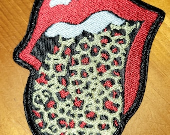 Große Größe Zunge The Rolling Stones Sixties Band Reflektierende Farbe Symbol Stickerei Aufnäher Zum Aufbügeln