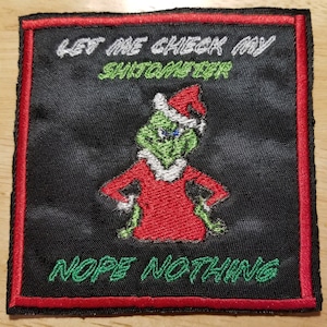 Grinch Shitometer - Iron On/Sew On Patch 10378