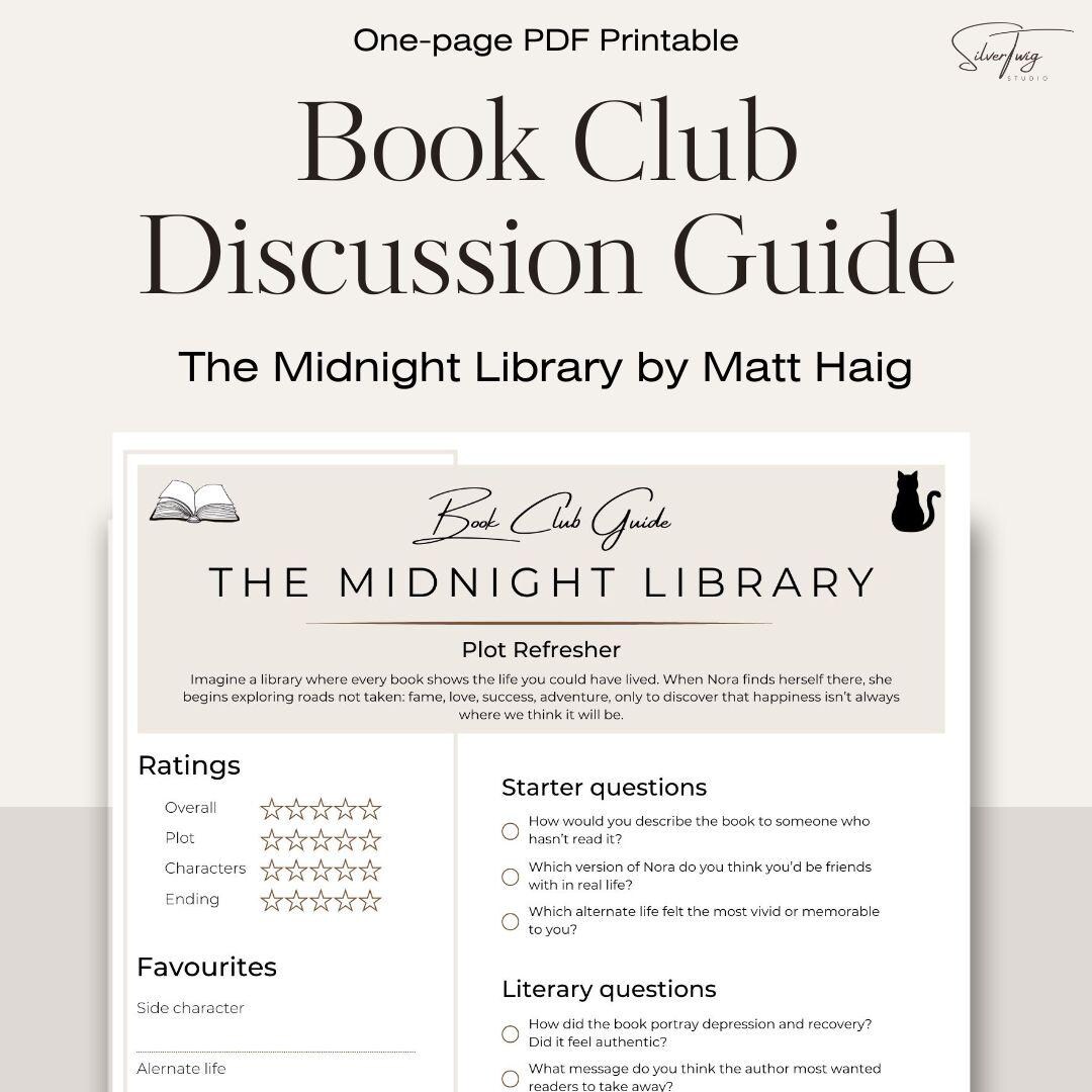 The Midnight Library Book Club Discussion Guide | Printable PDF | One ...