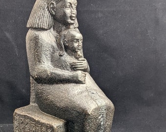 Egyptian Senenmut holding princess Neferure i Artifact Sculpture 8"