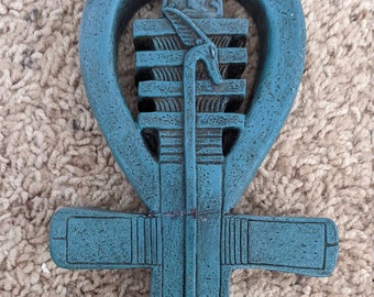 Egyptian Ankh King Tut tomb Artifact Sculpture Statue 9 3/8" w23