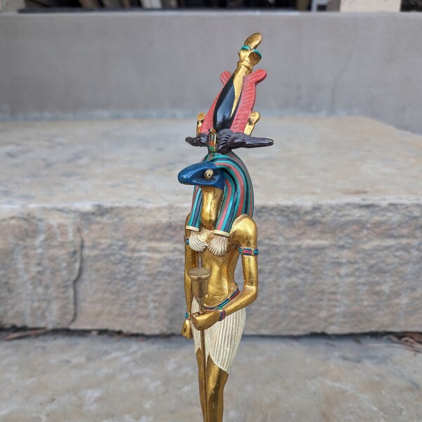 Egyptian Nehebka god Artifact Carved Sculpture Statue 12.5" AGI Artisans Guild International authentic E233