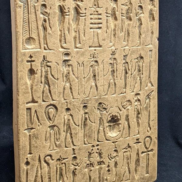 Egyptian hieroglyphics #1 Fragment Sculptural wall relief plaque. Replica of artifact in the Boston Museum