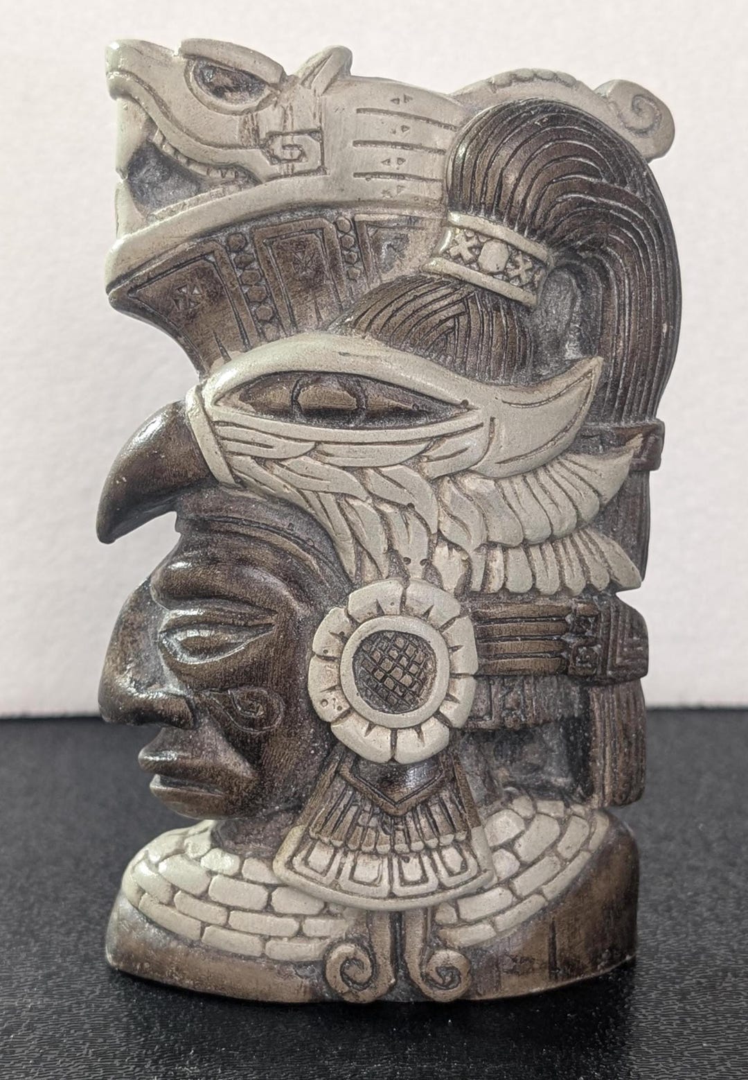 Aztec / Mayan Mask Cameo With Thunderbird Eagle and Serpent Wall ...