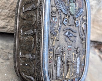 Egyptian Cartouche box Artifact Carved Sculpture Statue 6"