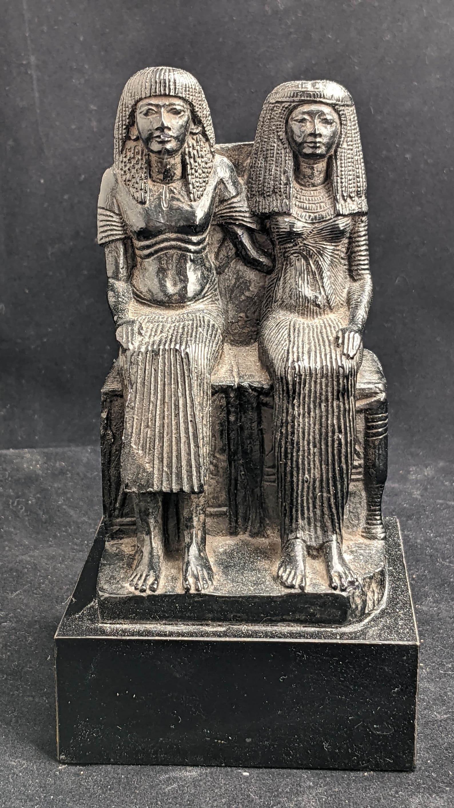 Egyptian Seated Couple Artifact Carved Sculpture Statue Museum ...