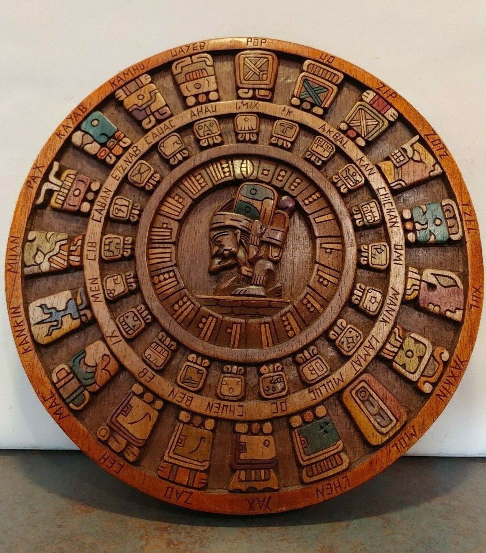 Aztec Mayan Haab calendar carved wood 13 Etsy