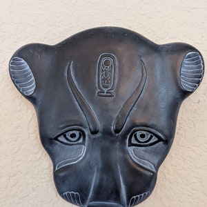 Egyptian Leopard Mask 6" sculpture wall plaque statue Facsimilies ltd reproduction authentic-L3