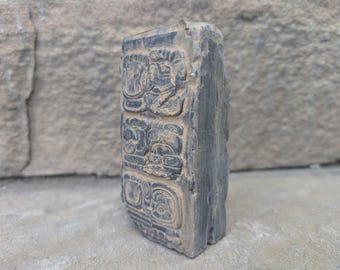 Aztec Maya glyph block monolith 4.75"