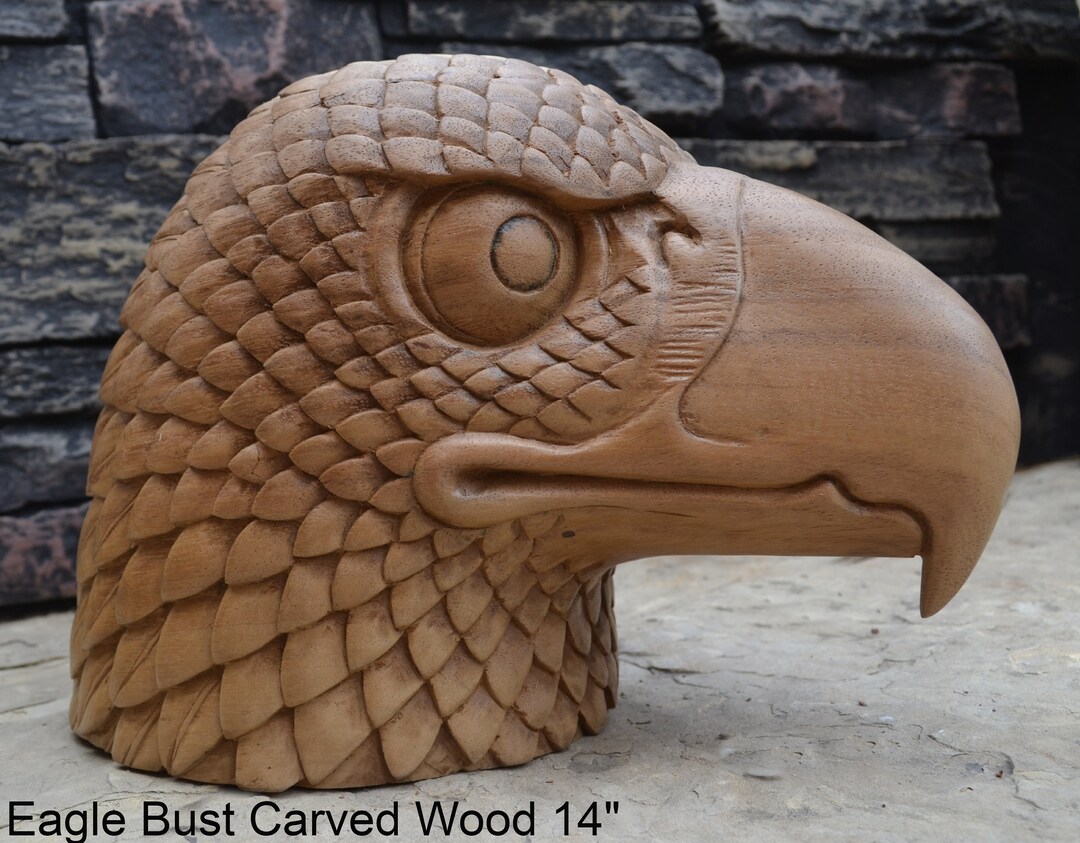 Eagle Head Bust Wood Carving Hand Made 14" - Etsy