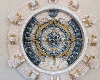 Aztec Mayan Calendar Haab zodiac sculpture wall plaque- 11.5"-L8