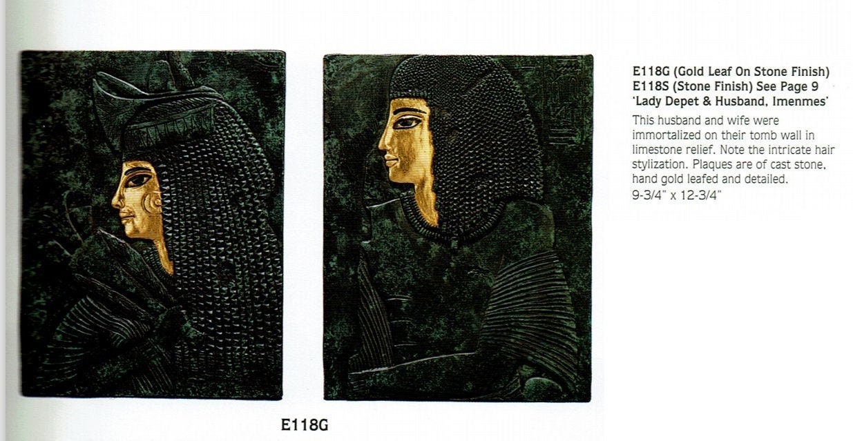 Egyptian Depet & Imenmes Father Of General Imeneminet Plaque Artifact Sculpture Agi Artisans Guild International Authentic 2Pc Set-L15