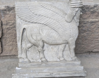 Assyrian Lamassu winged Bull statue Sculpture Mesopotamian Gates carving Shedu MMA metropolitan museum authentic