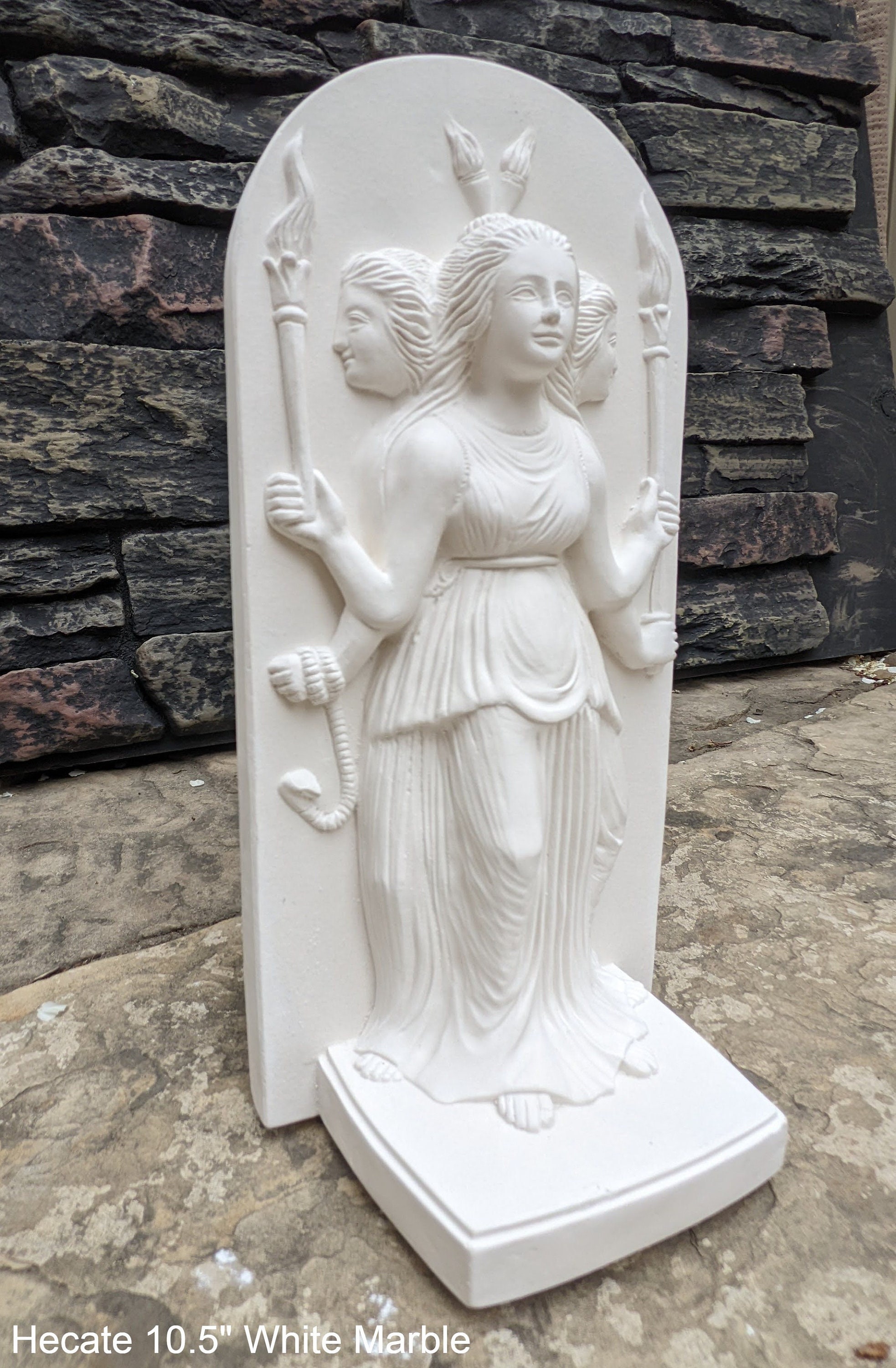 Hecate 10.5" Sculpture Goddess Heaven, Earth, & Sea Blessings Of Daily Life-Wall Plaque Altar Sculpture