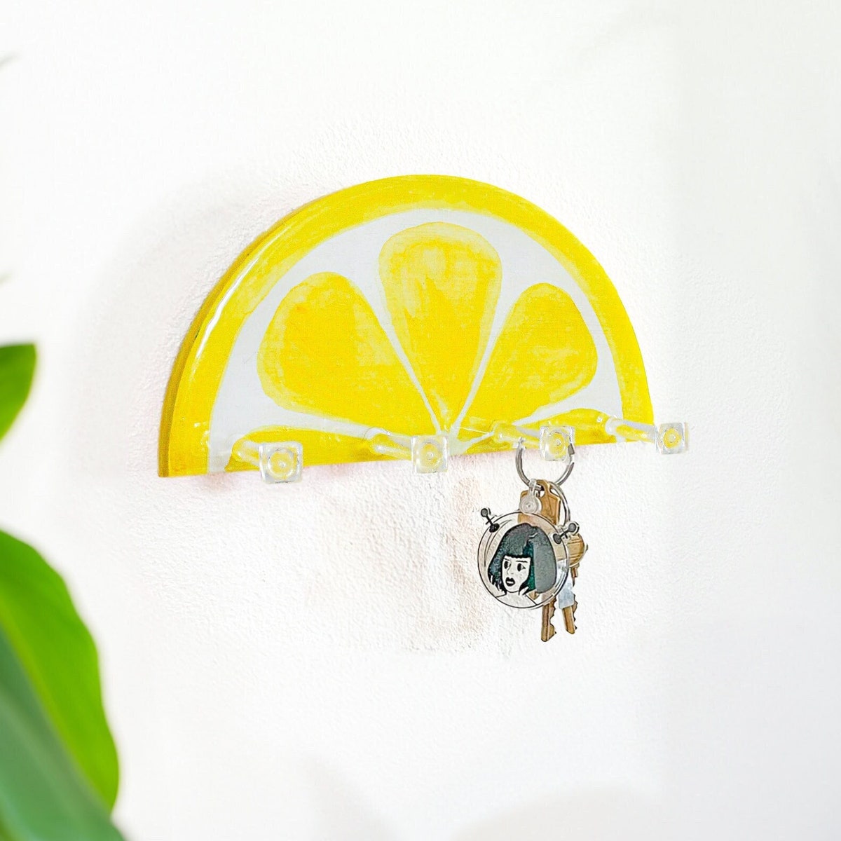 Handmade Lemon Slice Key Holder, Unique Hand Painted Organizer for Wall, Fruit Art - Etsy