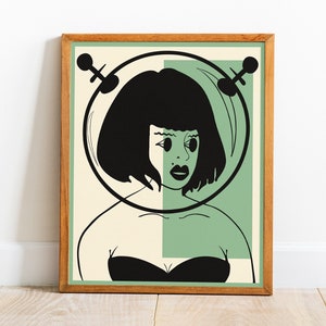 Original Alien Design Giclee Art Print, Wall Art Futuristic Wall Decor Poster for Framing, Retro Space Age Celestial Character